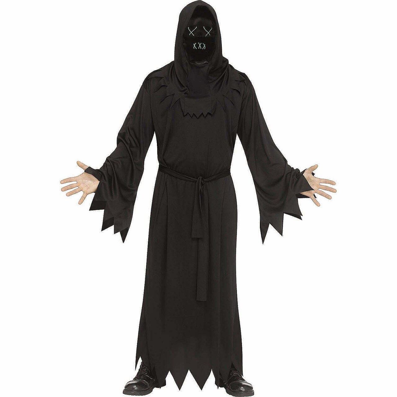 Adults Black Robe with Electroluminescent Mask Phantom Costume